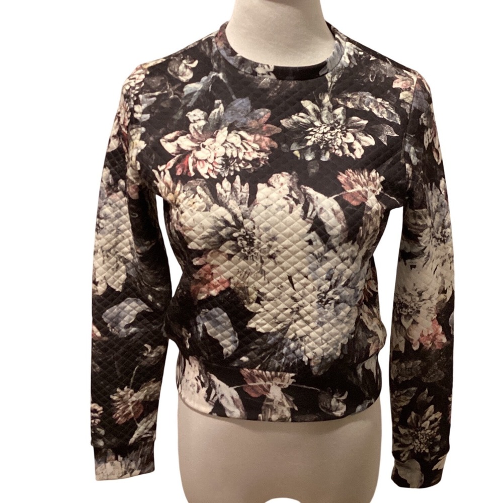 Abercrombie Fitch Quilted Floral Print Crew Neck Long Sleeve Sweatshirt‎ Top XS